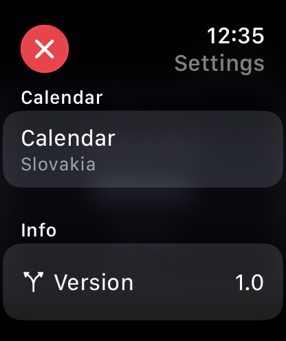 Apple Watch screenshot — list